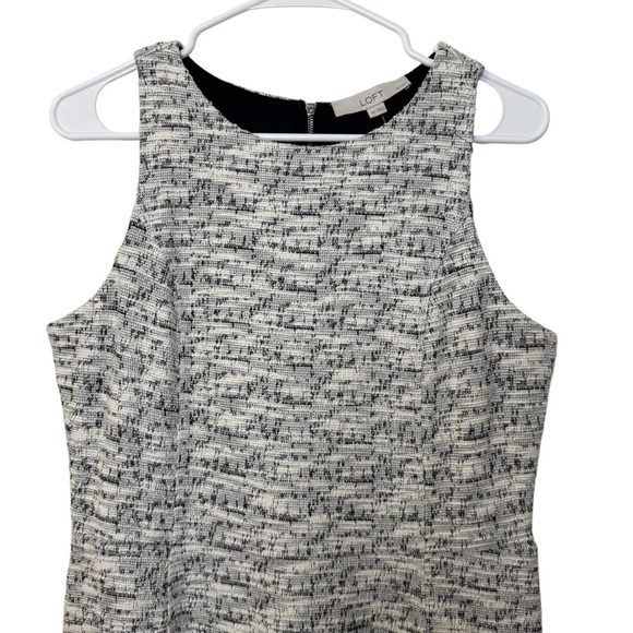 NWT Loft Boucle Tweed Ivory black sleeveless dress women’s 8 P career dressy - Picture 2 of 15